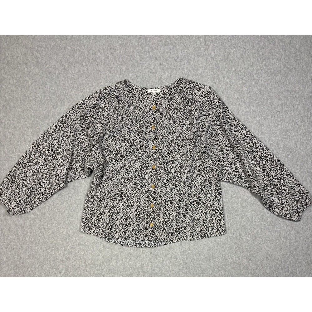 Pleione Blouse Women Floral Geo Long Sleeve Lightweight Top Cut Out Size Small